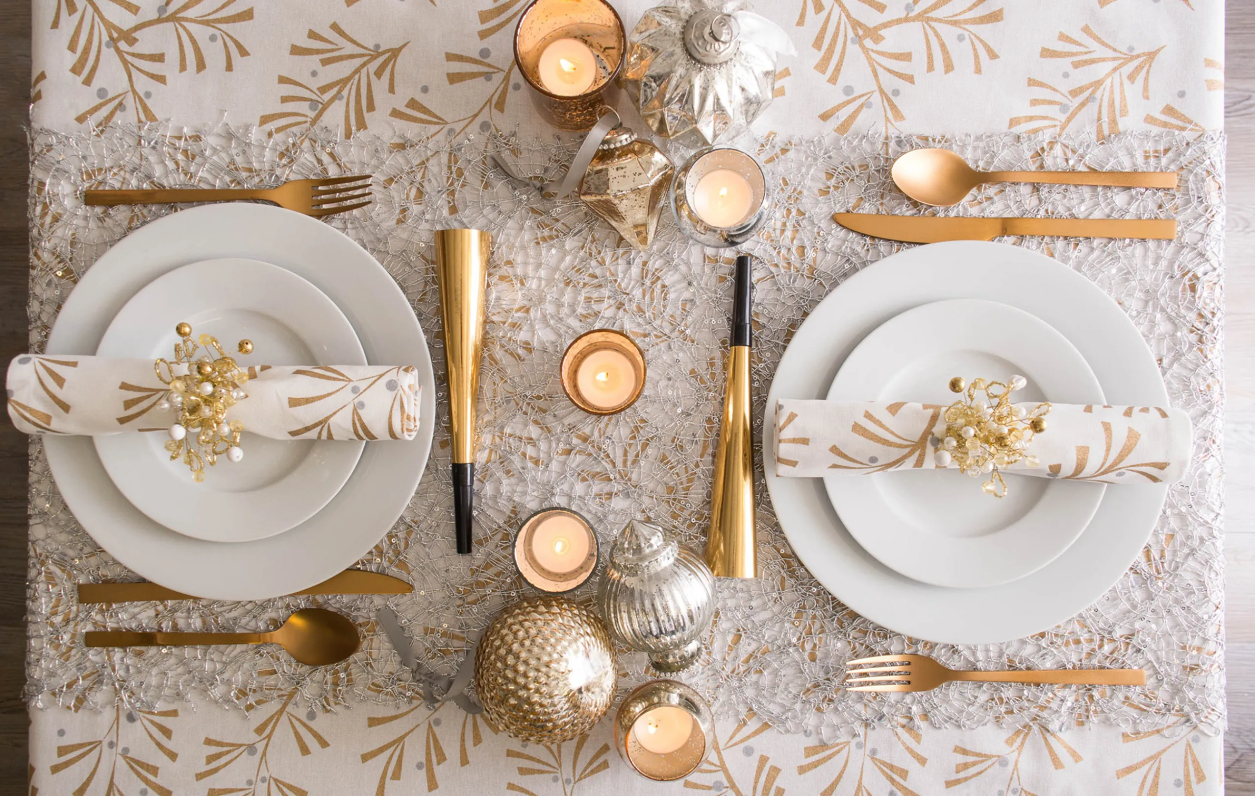 CC Home Furnishings Set Of 6 Gold Colored Multiple Beaded Napkin Rings 3"