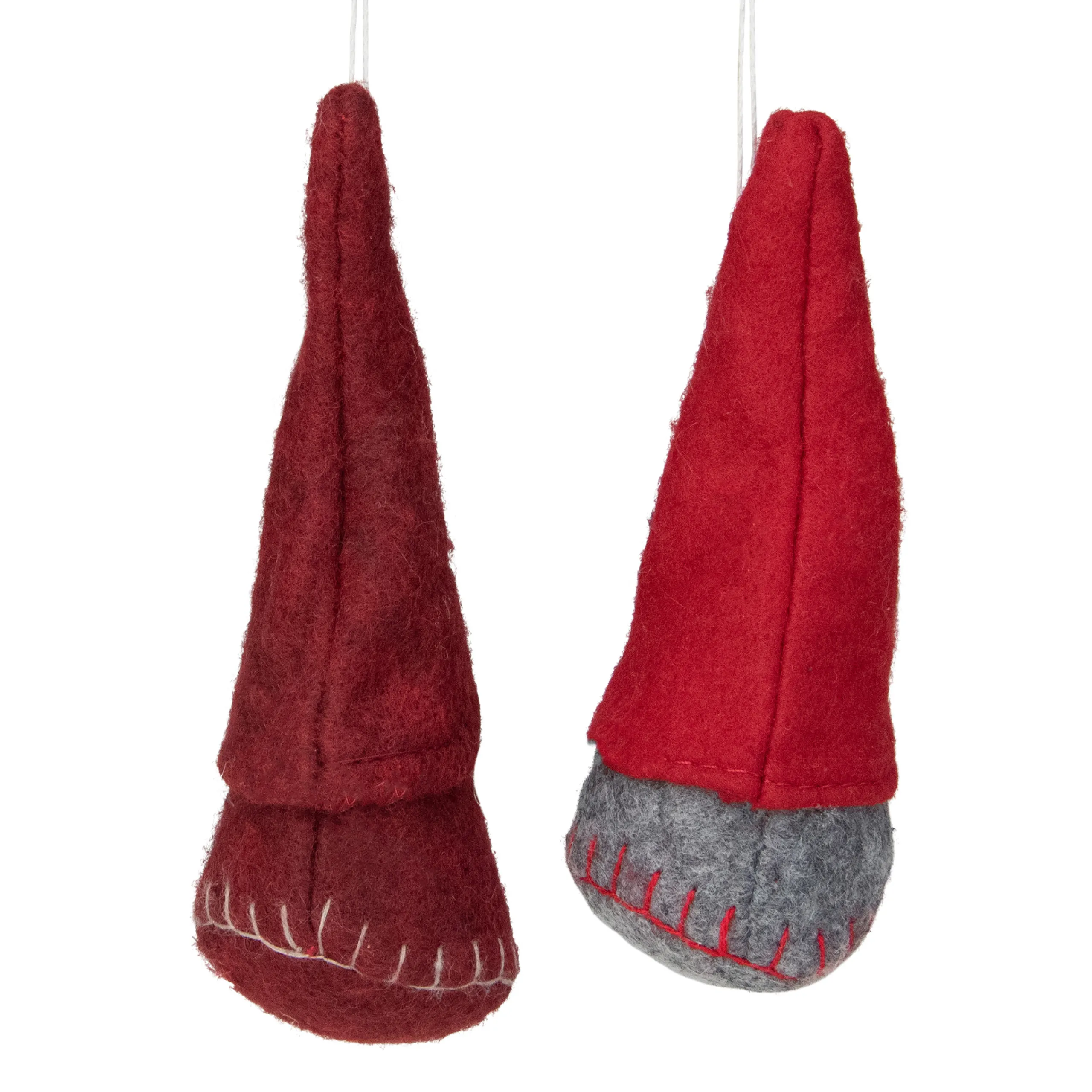 Northlight Fantasy & Sci Fi>Set Of 2 Gray And Burgundy Santa Christmas Gnomes Ornaments 4"
