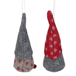 Northlight Fantasy & Sci Fi></noscript>Set Of 2 Gray And Red Santa Gnomes Christmas Ornaments 4.25