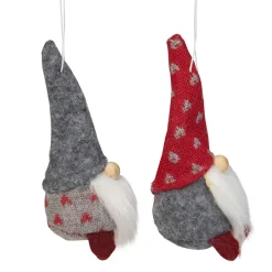 Northlight Fantasy & Sci Fi></noscript>Set Of 2 Gray And Red Santa Gnomes Christmas Ornaments 4.25