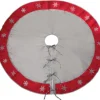 50 Inch And Larger*Diva At Home Set Of 2 Gray And Red Snowflake Christmas Tree Skirts With Ties 54"