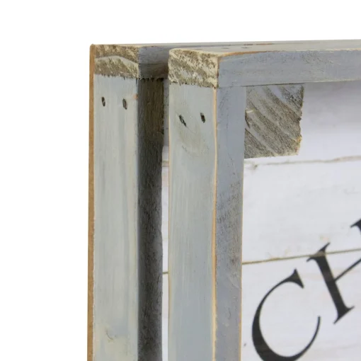 Serving Pieces*Northlight Set Of 2 Gray And White Farm Fresh Christmas Trees Wooden Tray Hanging Signs 21"