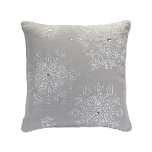 Pillows & Throws*Melrose Set Of 2 Gray And White Snowflake Christmas Throw Pillows 19"
