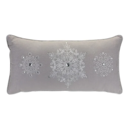 Pillows & Throws*Melrose Set Of 2 Gray And White Snowflake Christmas Throw Pillows 19"