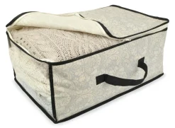 Decoration Storage*CC Home Furnishings Set Of 2 Gray Damask Patterned Soft Storage Bins With Zipper Closure 18