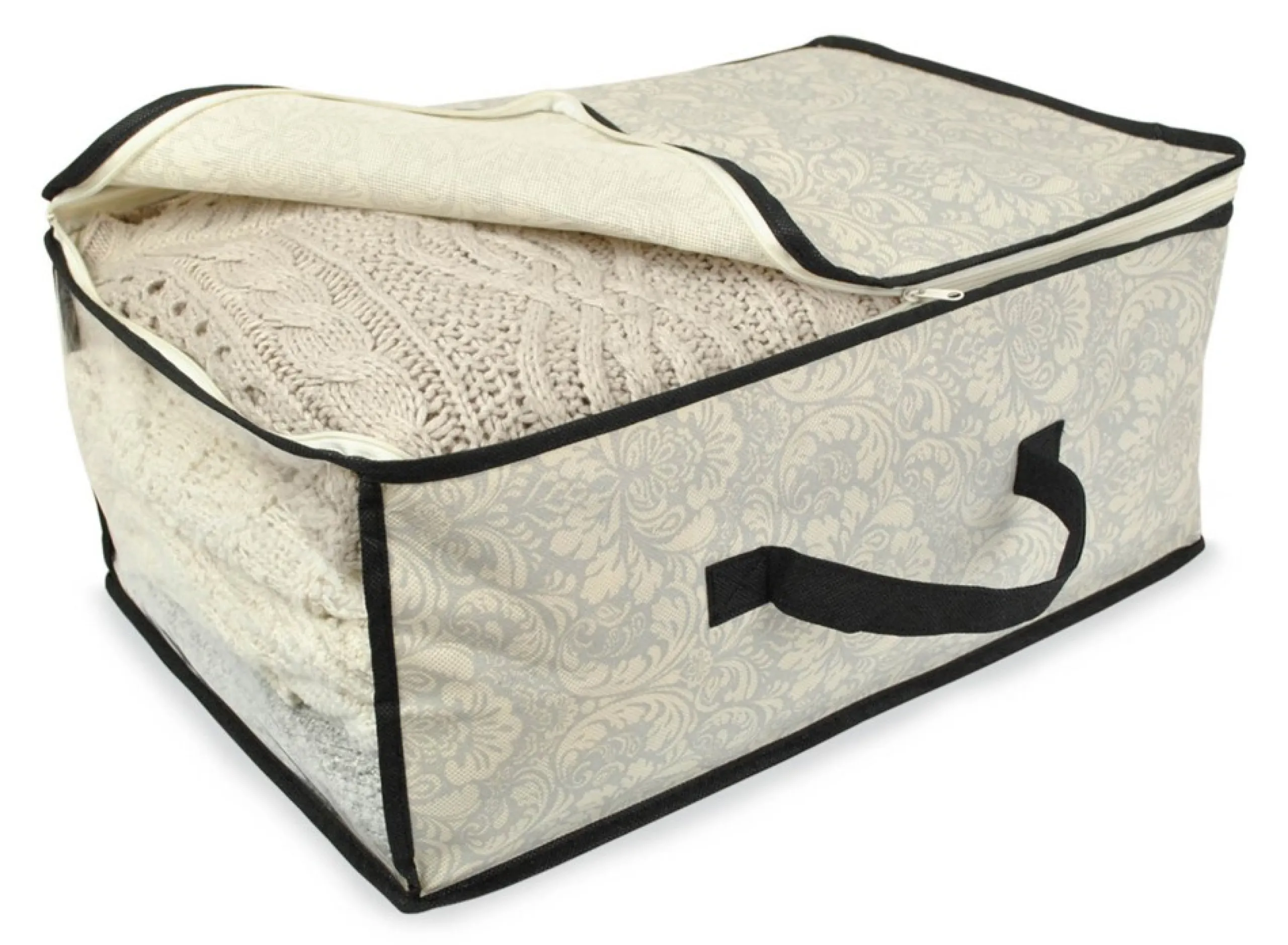 Decoration Storage*CC Home Furnishings Set Of 2 Gray Damask Patterned Soft Storage Bins With Zipper Closure 18"