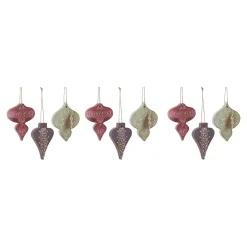 Melrose Finials>Set Of 6 Green And Brown Ornate Wood Finial Christmas Ornaments 4.25"