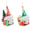 Melrose Fantasy & Sci Fi>Set Of 6 Green And Red Santa Gnome Christmas Ornaments 5.5"