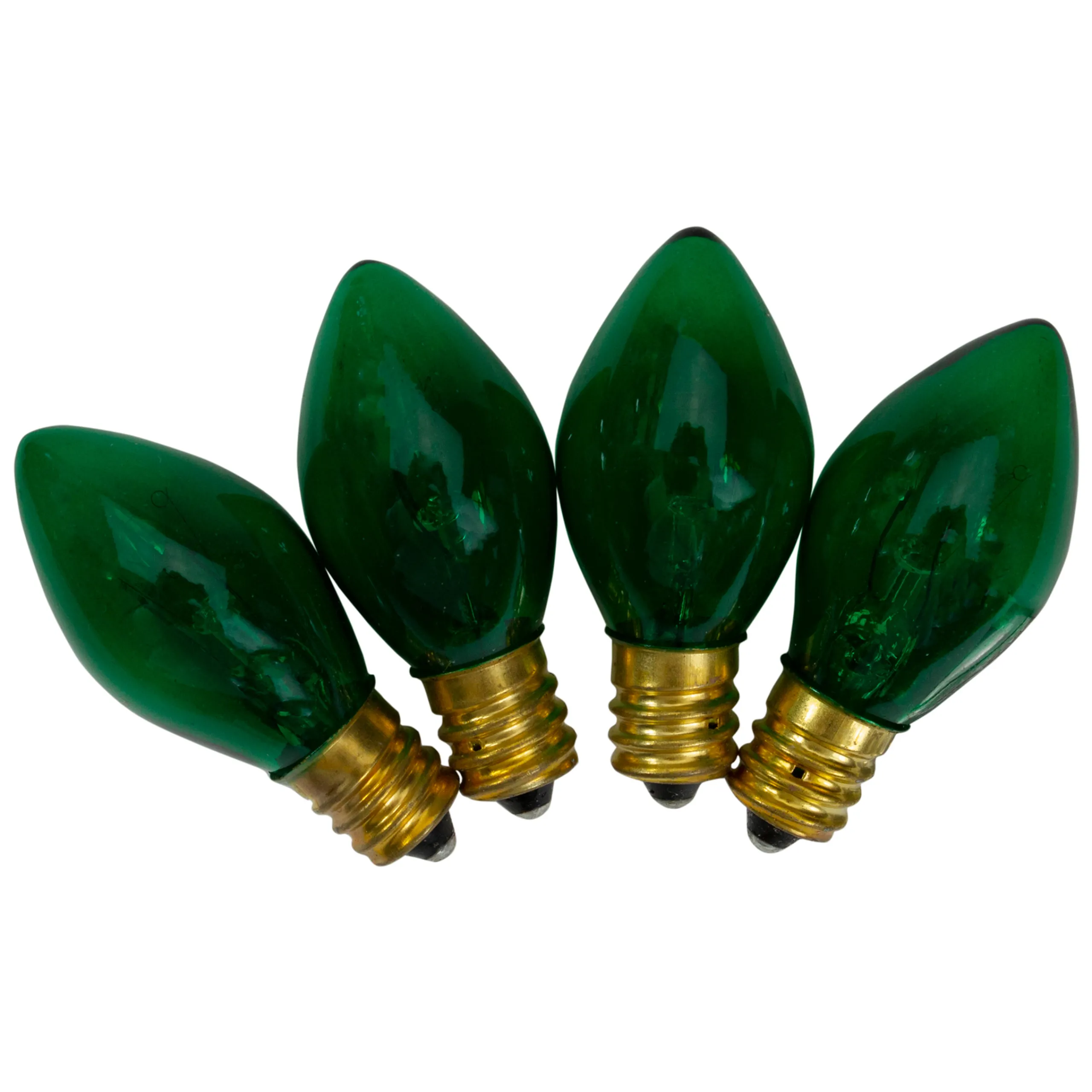 Northlight Set Of 4 Green C7 Transparent Christmas Replacement Bulbs - 4"