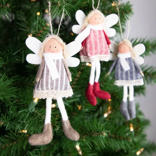 Northlight Angels & Cherubs>Set Of 3 Hanging Angel Doll Christmas Ornaments 6"