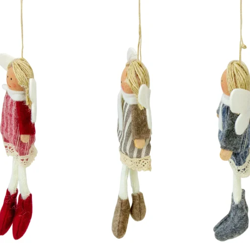 Northlight Angels & Cherubs>Set Of 3 Hanging Angel Doll Christmas Ornaments 6"