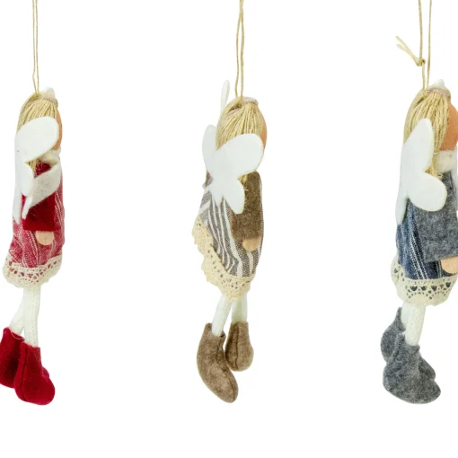 Northlight Angels & Cherubs>Set Of 3 Hanging Angel Doll Christmas Ornaments 6"