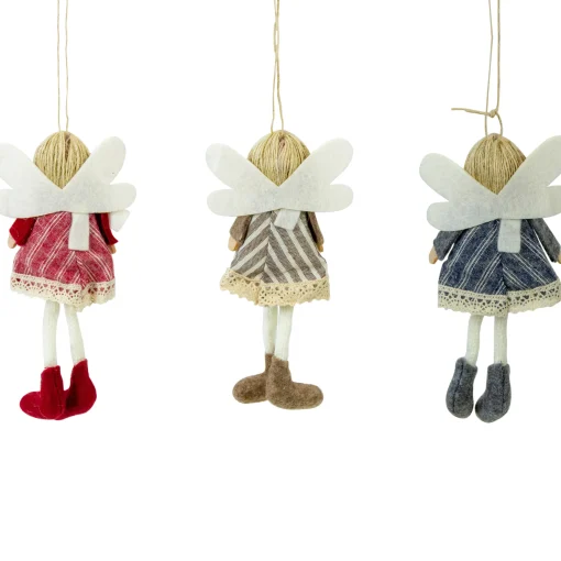 Northlight Angels & Cherubs>Set Of 3 Hanging Angel Doll Christmas Ornaments 6"