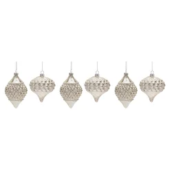 Melrose Pendants & Drops></noscript>Set Of 6 Harlequin Mercury Glass Christmas Ornaments 5.5