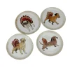 Roman Set Of 4 Ivory Autumn Thanksgiving Puppy Dog Snack Plates 5"
