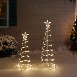 Northlight Spiral Trees></noscript>Set Of 2 Led Lighted Warm White Outdoor Spiral Christmas Cone Trees 3', 4'