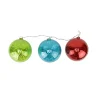 PENN Set Of 3 Lighted Multi-Color Mercury Glass Finish Ball Christmas Ornaments - Clear Lights