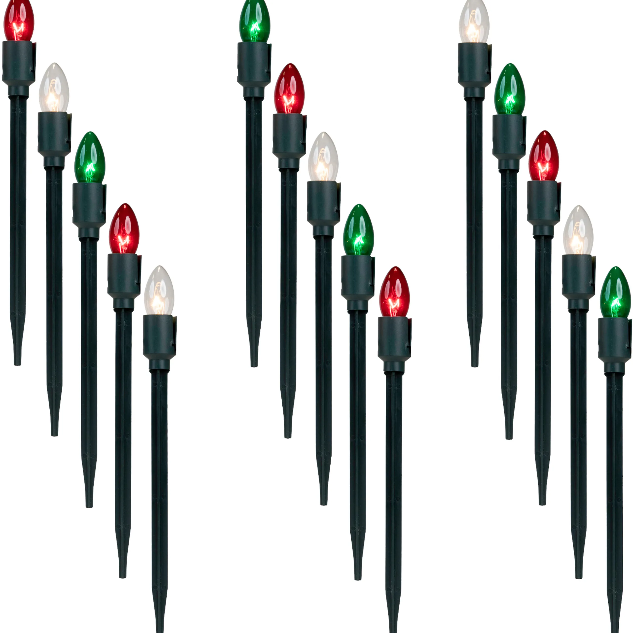 Northlight Set Of 15 Lighted Red, Clear And Green C9 Christmas Pathway Marker Decor