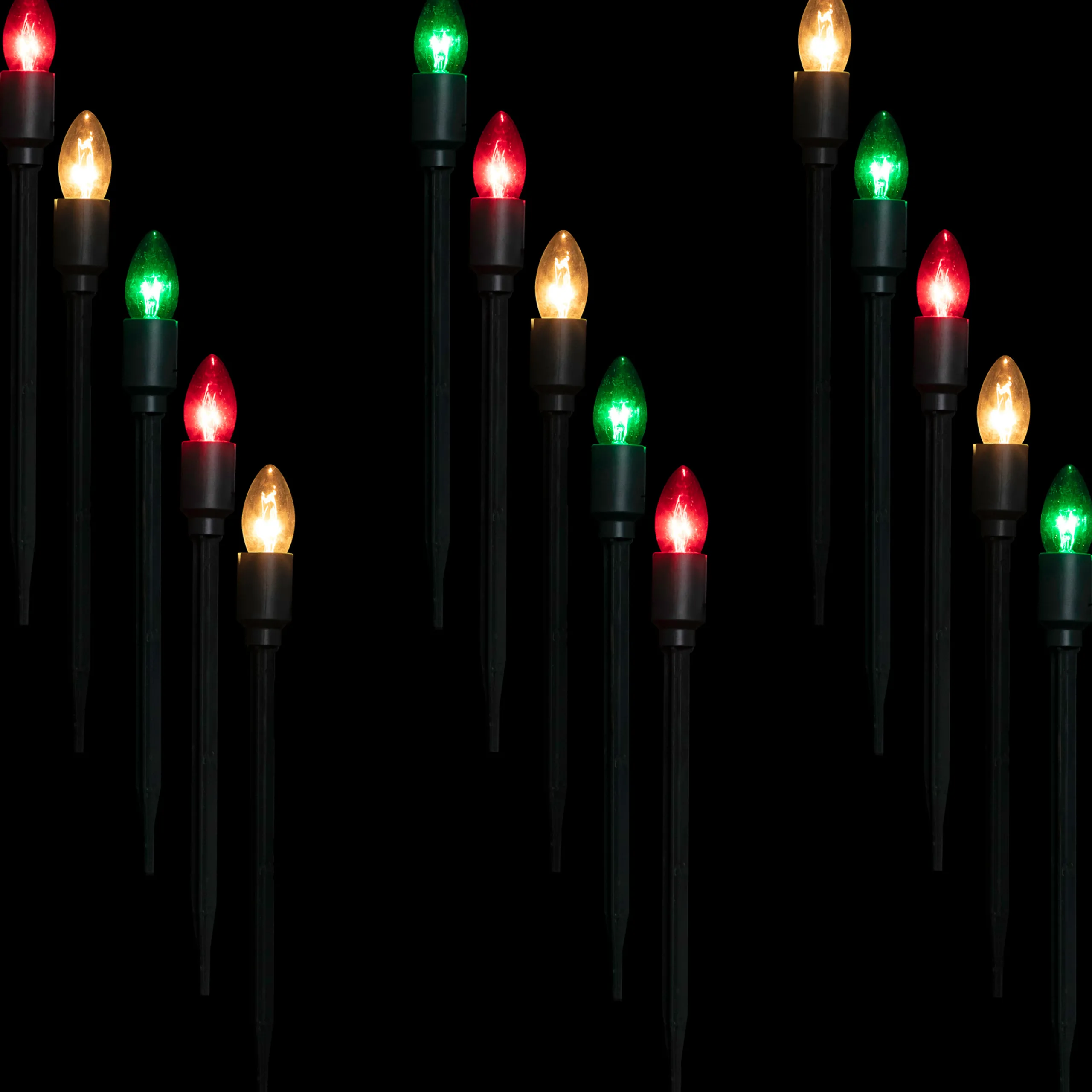 Northlight Set Of 15 Lighted Red, Clear And Green C9 Christmas Pathway Marker Decor