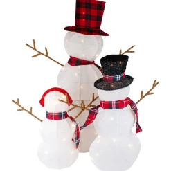 Outdoor Decorations*Northlight Set Of 3 Lighted Tinsel Snowmen Family Christmas Yard Decorations