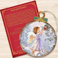 Designocracy Angels & Cherubs></noscript>Set Of 2 Little Angel And A Bird In The Woodland Wooden Christmas Ornaments 5.5
