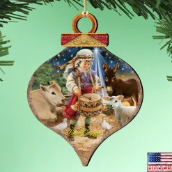 Designocracy Nativity & Religious></noscript>Set Of 2 Little Drummer Boy Wooden Onion Shaped Christmas Ornaments 5.5