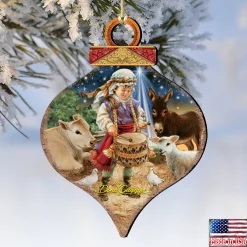 Designocracy Nativity & Religious></noscript>Set Of 2 Little Drummer Boy Wooden Onion Shaped Christmas Ornaments 5.5