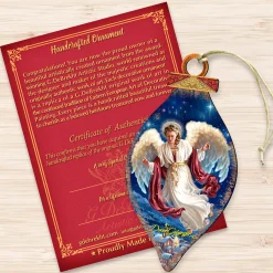 Designocracy Angels & Cherubs></noscript>Set Of 2 Lovely Angel Wooden Christmas Ornaments 5.5