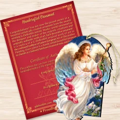 Designocracy Angels & Cherubs></noscript>Set Of 2 Luminous Angel Wooden Christmas Ornaments 5.5