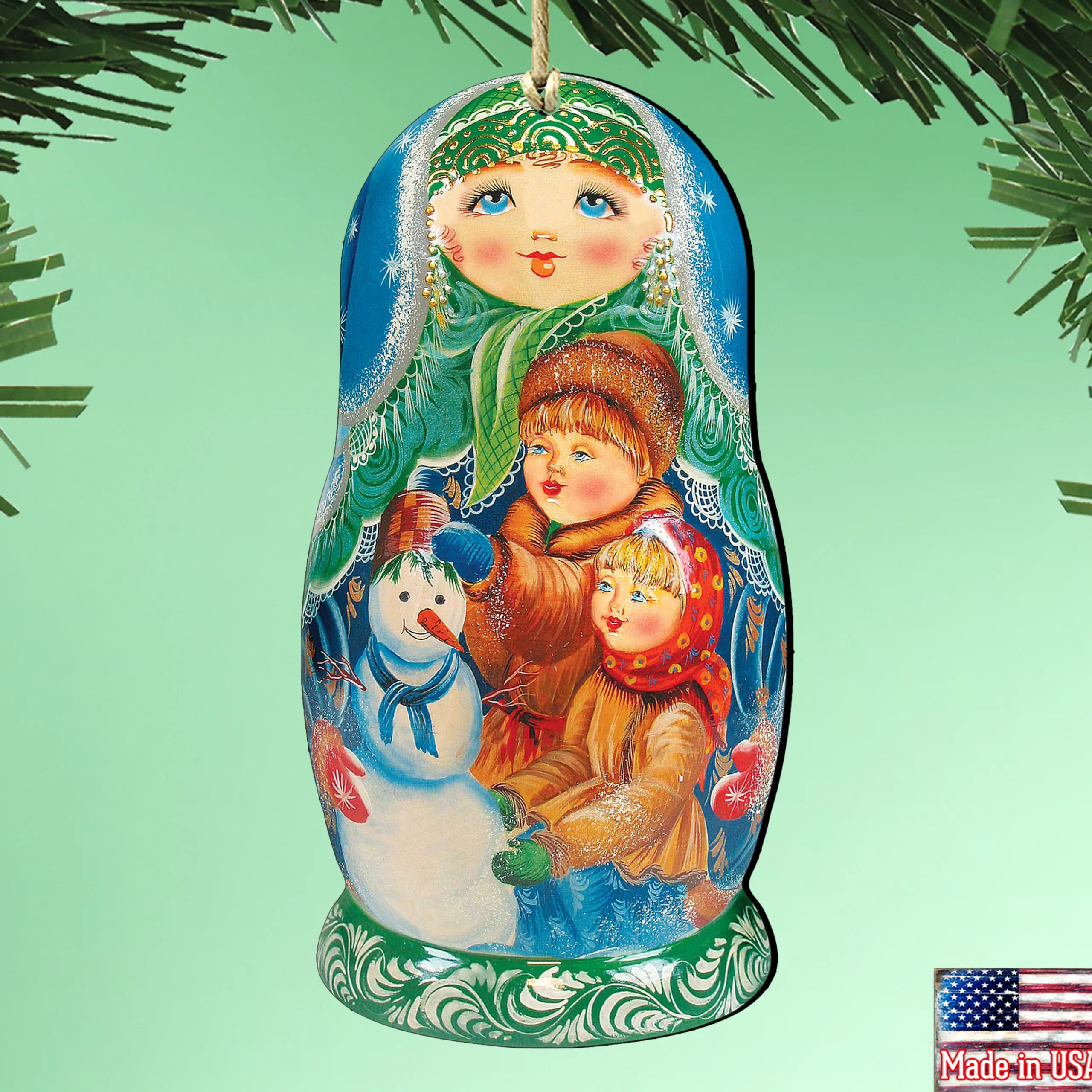 Designocracy Snowmen>Set Of 2 Matreshka Doll Playing Snowman Wooden Christmas Ornaments 5.5"