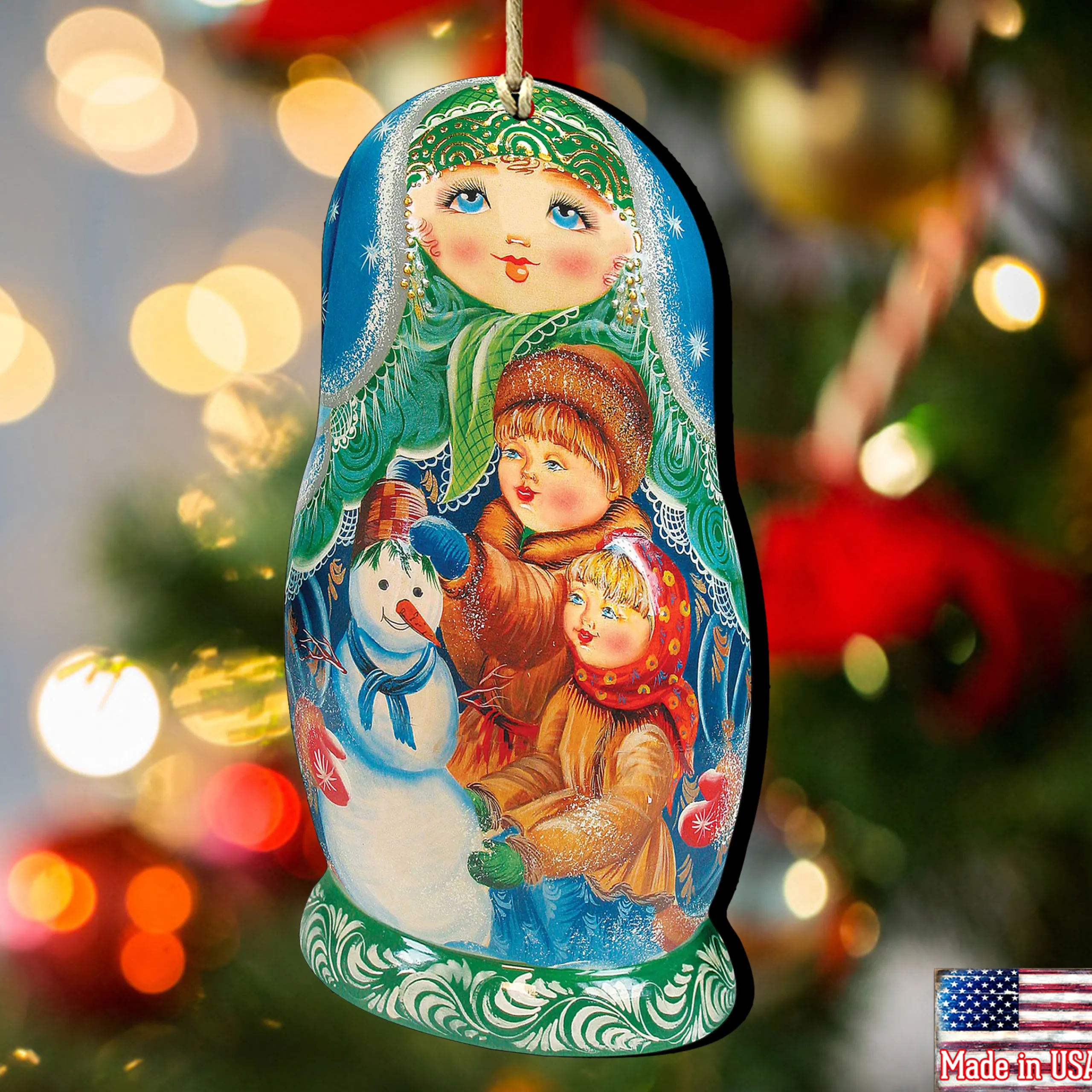 Designocracy Snowmen>Set Of 2 Matreshka Doll Playing Snowman Wooden Christmas Ornaments 5.5"