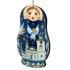 Designocracy Stars>Set Of 2 Matreshka Doll With Flying Angels Wooden Christmas Ornaments 5.5"