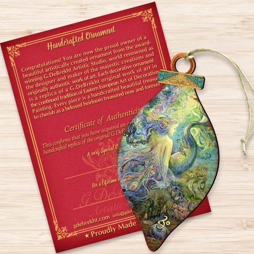 Designocracy Fantasy & Sci Fi>Set Of 2 Mermaid Fairy In The Sea Wooden Christmas Ornaments 5.5"