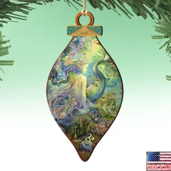 Designocracy Fantasy & Sci Fi></noscript>Set Of 2 Mermaid Fairy In The Sea Wooden Christmas Ornaments 5.5