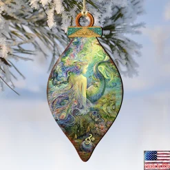 Designocracy Fantasy & Sci Fi></noscript>Set Of 2 Mermaid Fairy In The Sea Wooden Christmas Ornaments 5.5