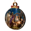 Designocracy Nativity & Religious>Set Of 2 Miracle Birth Wooden Christmas Ornaments 5.5"