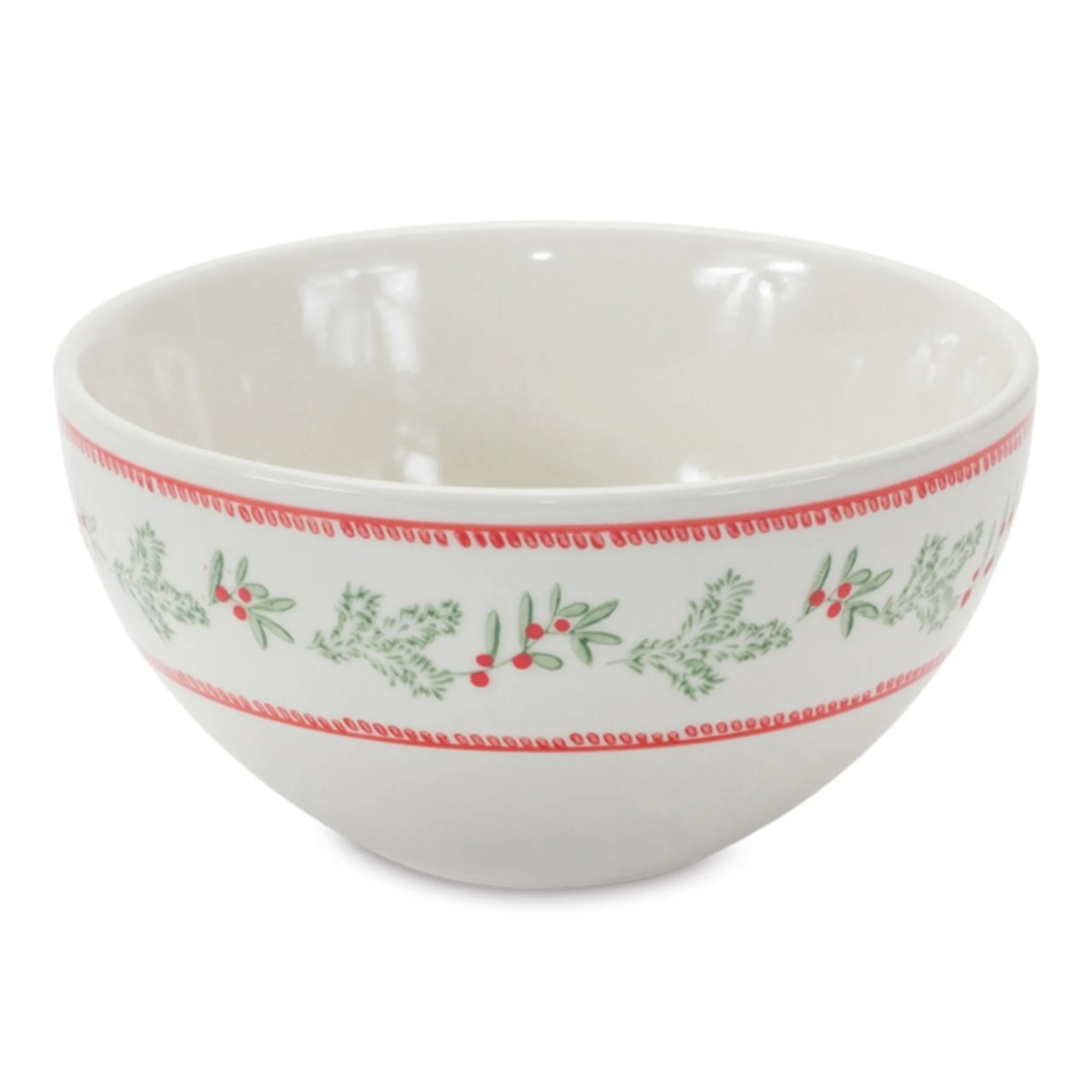 Serving Pieces*Melrose Set Of 3 Mistletoe And Pine Ceramic Round Bowls 9"