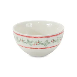 Serving Pieces*Melrose Set Of 3 Mistletoe And Pine Ceramic Round Bowls 9