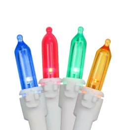 Northlight Set Of 50 Multi-Color Led Mini Christmas Lights 4" Spacing - White Wire