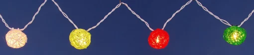 PENN Set Of 10 Multi-Colored Clear Ball Party Lights - 3Ft White Wire