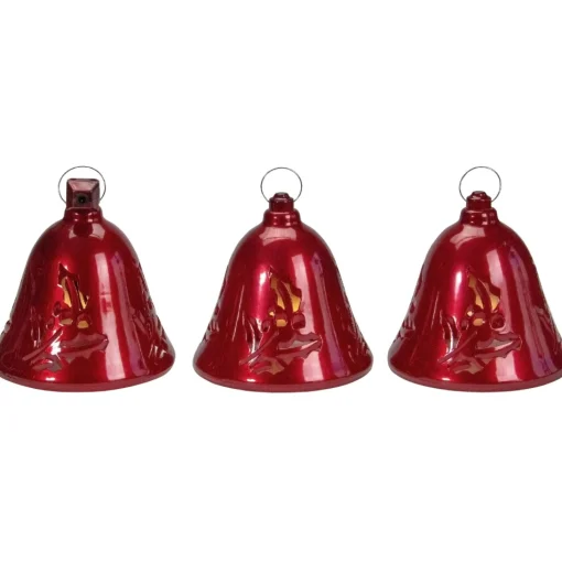 Table Top Pieces*Northlight Set Of 3 Musical Lighted Red Bells Christmas Decorations, 6.5"