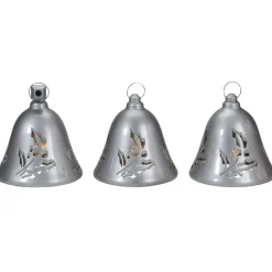 Table Top Pieces*Northlight Set Of 3 Musical Lighted Silver Bells Christmas Decorations, 6.5