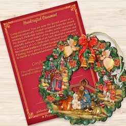 Designocracy Angels & Cherubs></noscript>Set Of 2 Nativity Wreath Wooden Christmas Ornaments 5.5