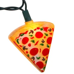 Kurt Adler Set Of 10 Orange And Red Pizza Slice Garden Patio Christmas Lights - 10' Green Wire