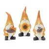 Melrose Set Of 3 Orange And White Fall Gnome Figurines 8"