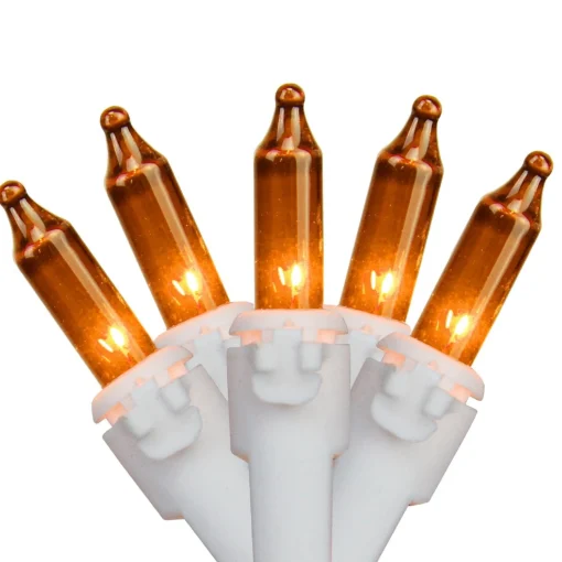 Northlight Set Of 50 Orange Mini Christmas Lights - 11.25 Ft White Wire