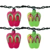 Keystone Set Of 10 Pink And Green Beach Party Sandal Patio Novelty Lights - 6.5 Ft Green Wire