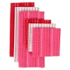 Contemporary Home Living Set Of 6 Pink And White Hearts Striped Dishtowel And Dishcloths 28"