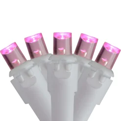 Brite Star Set Of 70 Pink Led Wide Angle Icicle Christmas Lights - 6Ft White Wire