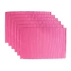 CC Home Furnishings Set Of 6 Pink Ribbed Designed Rectangular Placemats 19" X 13"